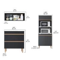 Cozinha Gourmet Sabrina 360x202cm 6 Peças Mdp Menu Móveis Preto