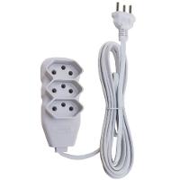 Extensão Tripolar Slim 5 Metros 10 Amperes Com 3 Tomadas Branca - 180200251 - Forceline - 1