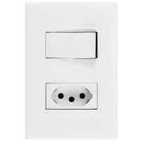 Interruptor Simples De 10 Ampères E Tomada 2p+t De 20 Ampères 4x2 Branco - 615073bc - Pial Plus - 1