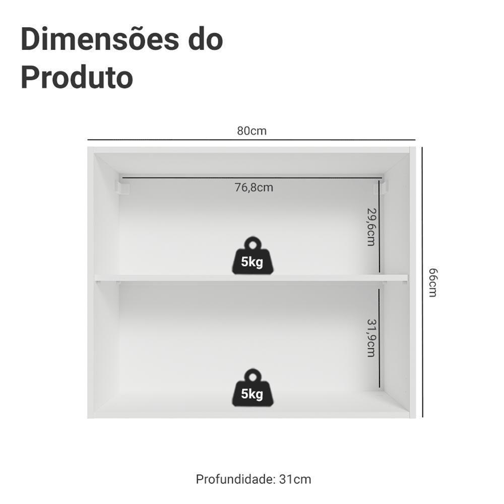 Armário Aéreo Para Quarto 80 Cm 2 Portas Branco Neo Madesa - 2