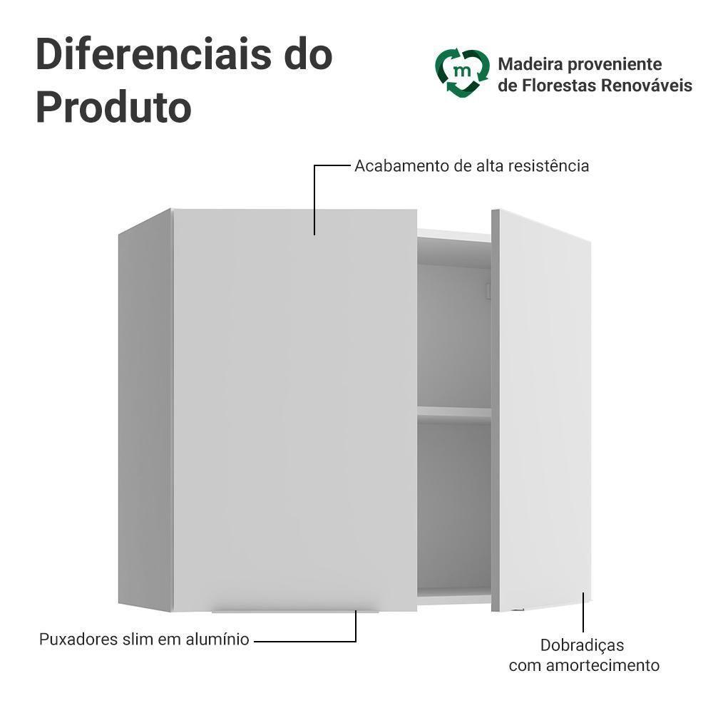 Armário Aéreo Para Quarto 80 Cm 2 Portas Branco Neo Madesa - 3
