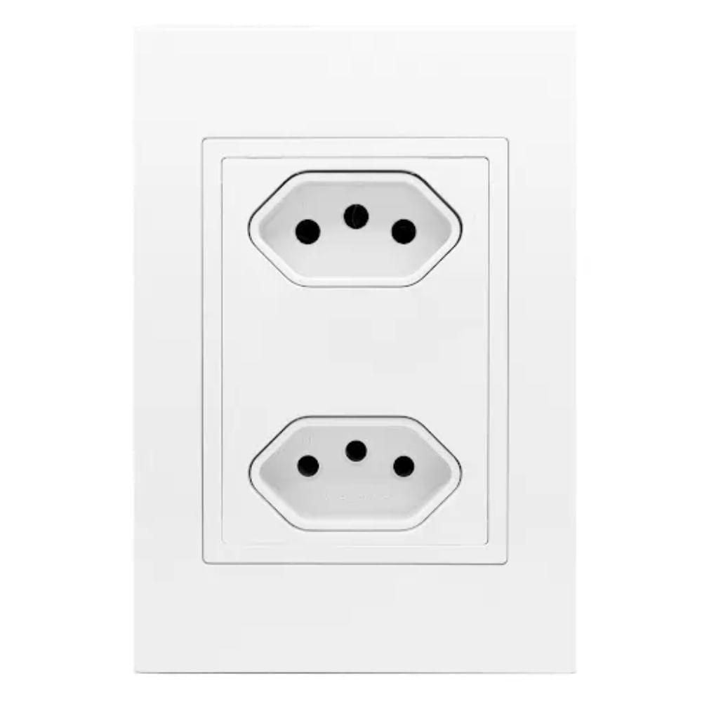 Conjunto 2 Tomadas 4x2 10a Branca - Rvb-1000-32 - Ravenna Conjunto 4x2 2 Tomadas 10a Branca - Rvb-1000-32 - Ravenna - 1