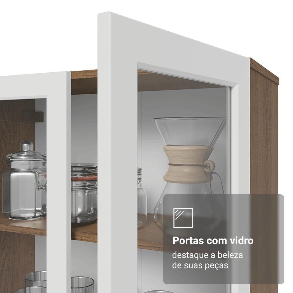 Cristaleira 70 Cm 2 Portas De Vidro Com Pés Cônicos Rustic-branco-rustic Vik Madesa - 7