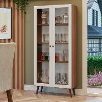 Cristaleira 70 Cm 2 Portas De Vidro Com Pés Cônicos Rustic-branco-rustic Vik Madesa - 1