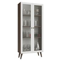 Cristaleira 70 Cm 2 Portas De Vidro Com Pés Cônicos Rustic-branco-rustic Vik Madesa - 2