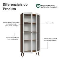Cristaleira 70 Cm 2 Portas De Vidro Com Pés Cônicos Rustic-branco-rustic Vik Madesa