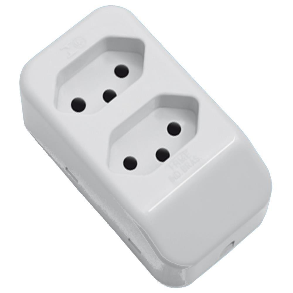 Tomada Móvel Múltipla 2p+t 10a 250 Volts Dupla Cinza - 2699 - Fame Tomada Padrao 2p+t Dupla 10a Cinza Fame 2699 - 1