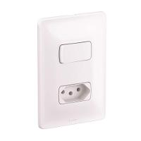 Interruptor Simples + Tomada 2p + T 10a 250 Volts 4x2 Zeffia - 680112 - Pial Inter.simples+tomada 2p+t 10a 250v 4x2 - 1