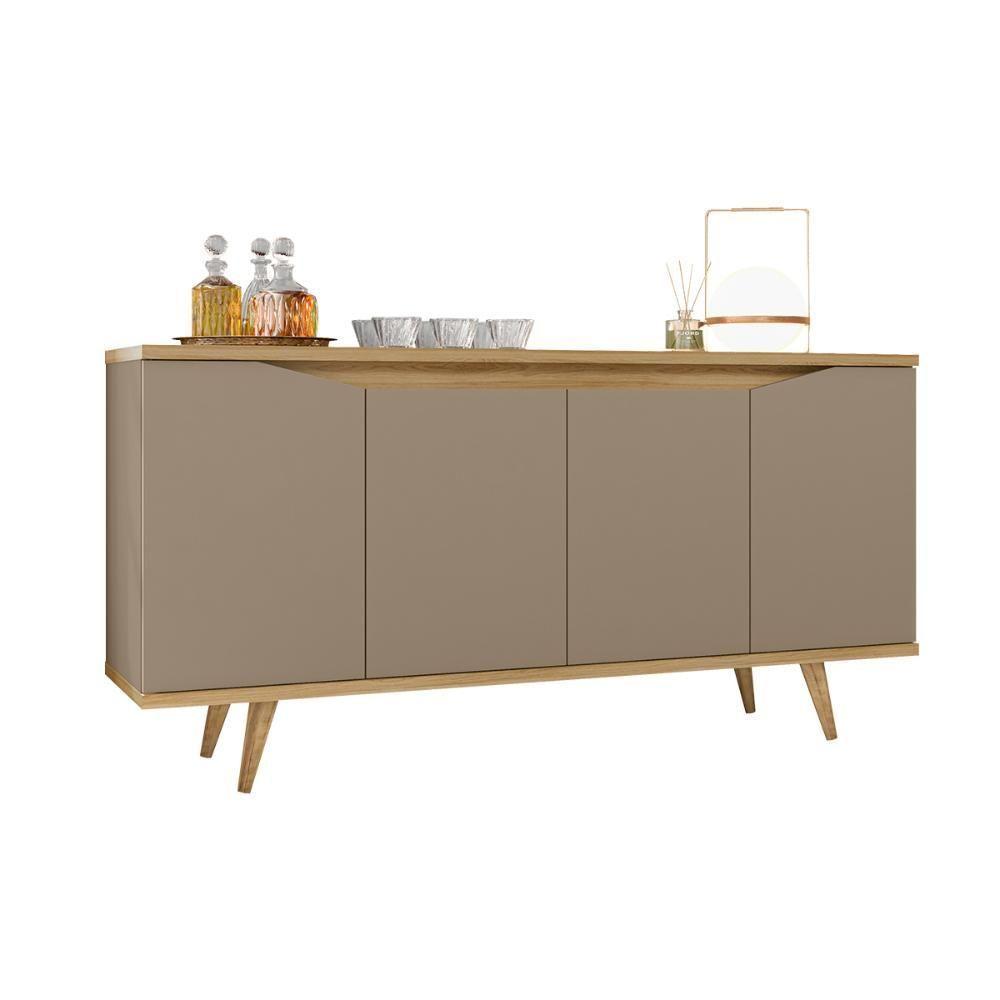 Aparador Buffet Grace Com 4 Portas E Pés De Madeira Maciça Fendi Hanover - 1