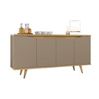 Aparador Buffet Grace Com 4 Portas E Pés De Madeira Maciça Fendi Hanover - 1