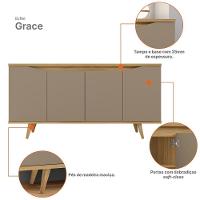 Aparador Buffet Grace Com 4 Portas E Pés De Madeira Maciça Fendi Hanover - 3