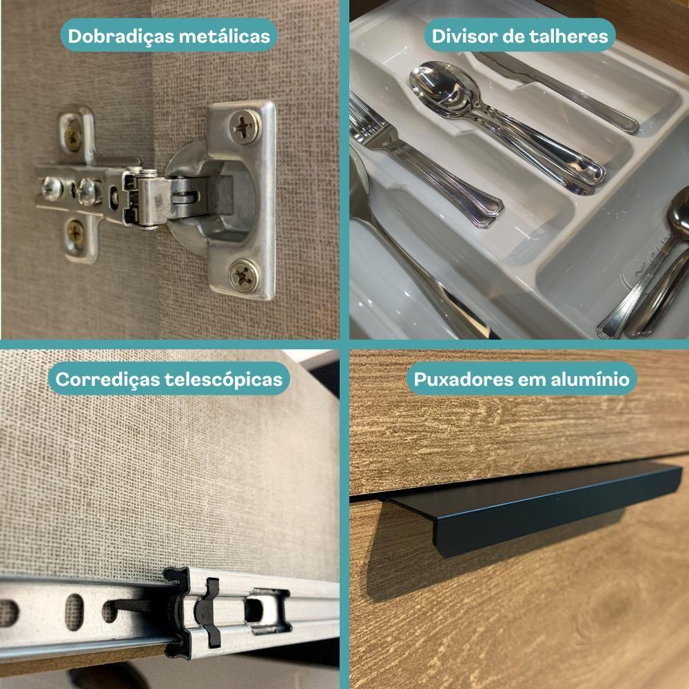 Armário De Cozinha Completa Miami Edge Carraro Freijó Com Cinza Titânio - 9