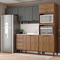 Armário De Cozinha Completa Miami Edge Carraro Freijó Com Cinza Titânio - 1
