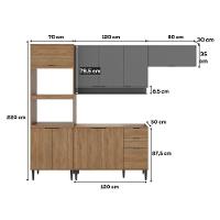 Armário De Cozinha Completa Miami Edge Carraro Freijó Com Cinza Titânio - 5
