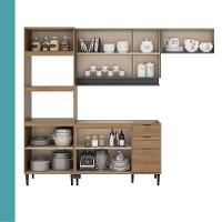 Armário De Cozinha Completa Miami Edge Carraro Freijó Com Cinza Titânio - 6