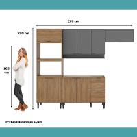Armário De Cozinha Completa Miami Edge Carraro Freijó Com Cinza Titânio - 7