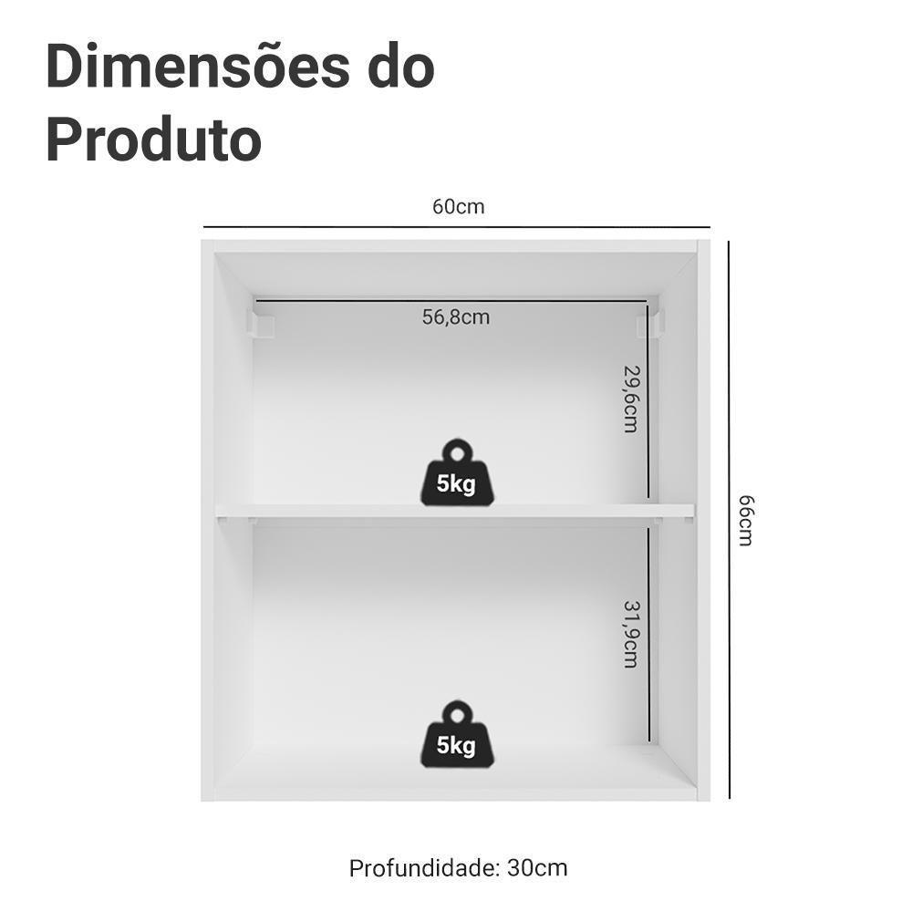 Armário Aéreo Para Quarto 60 Cm 2 Nichos Abertos Branco Neo Madesa - 2