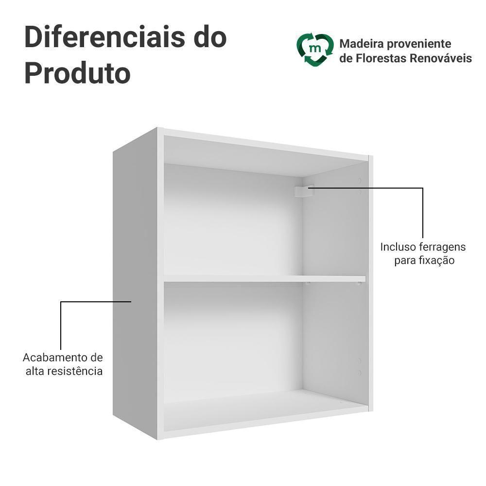 Armário Aéreo Para Quarto 60 Cm 2 Nichos Abertos Branco Neo Madesa - 3