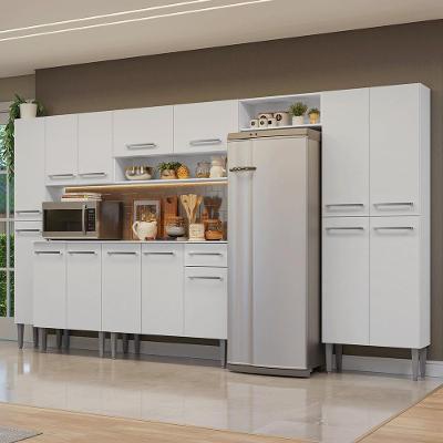 Armário de Cozinha Completa Emilly 13 Portas 1 Gaveta MDP 325cm Branco com Pés Reguláveis