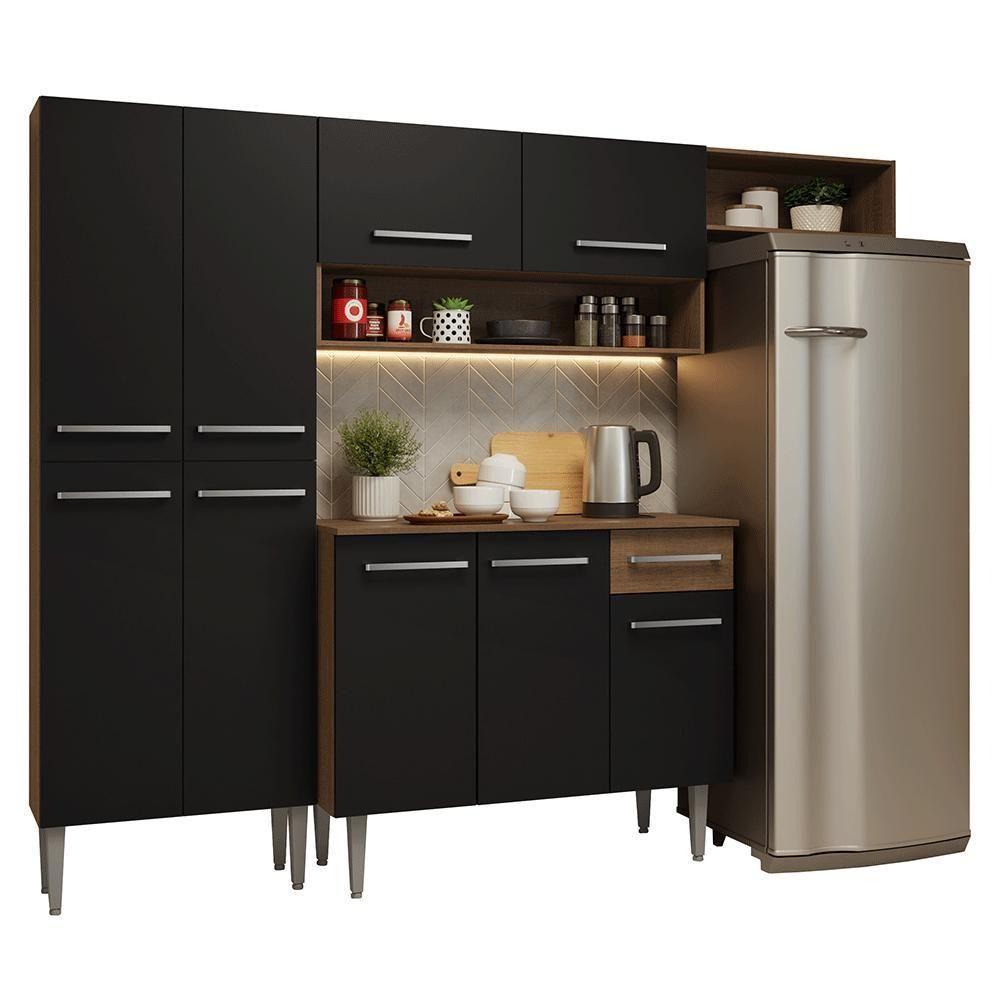 Armário De Cozinha Completa 229cm Rustic-preto Emilly Madesa 016 - 2