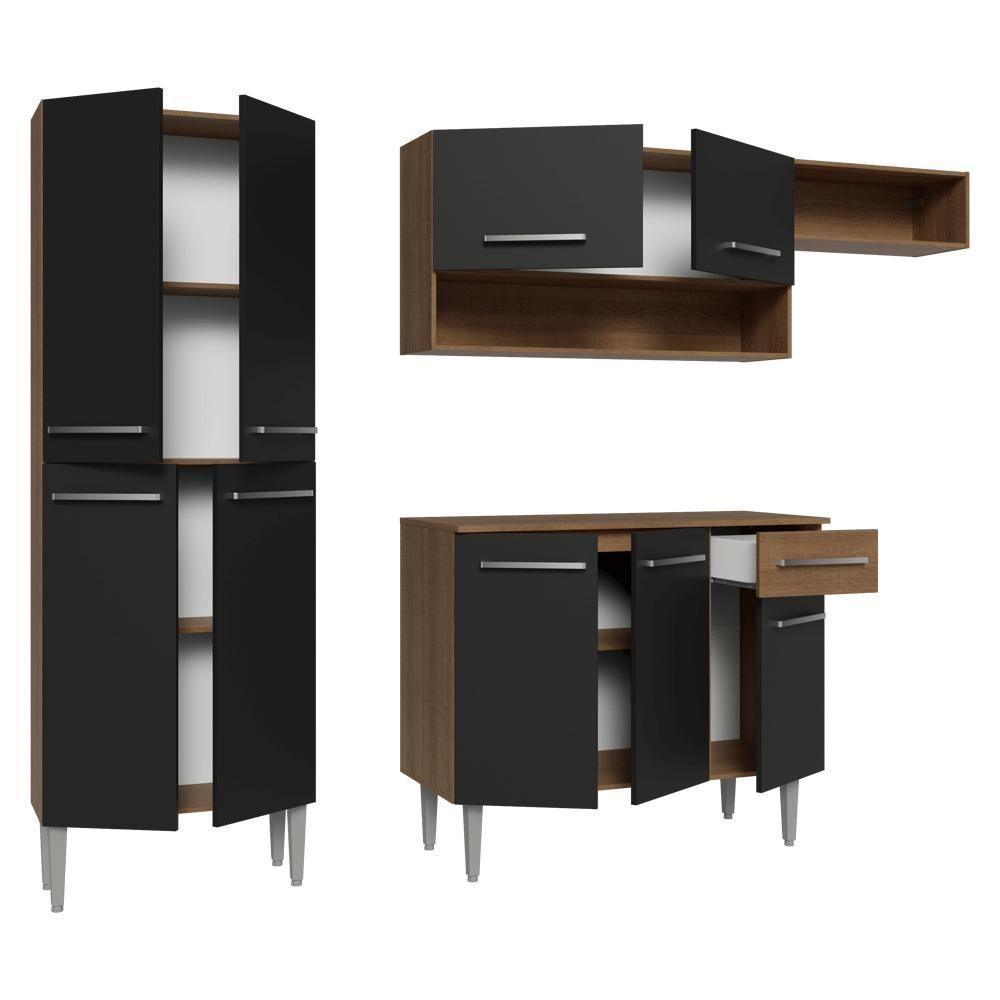 Armário De Cozinha Completa 229cm Rustic-preto Emilly Madesa 016 - 8