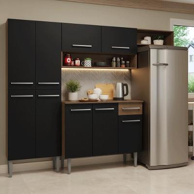 Armário De Cozinha Completa 229cm Rustic-preto Emilly Madesa 016
