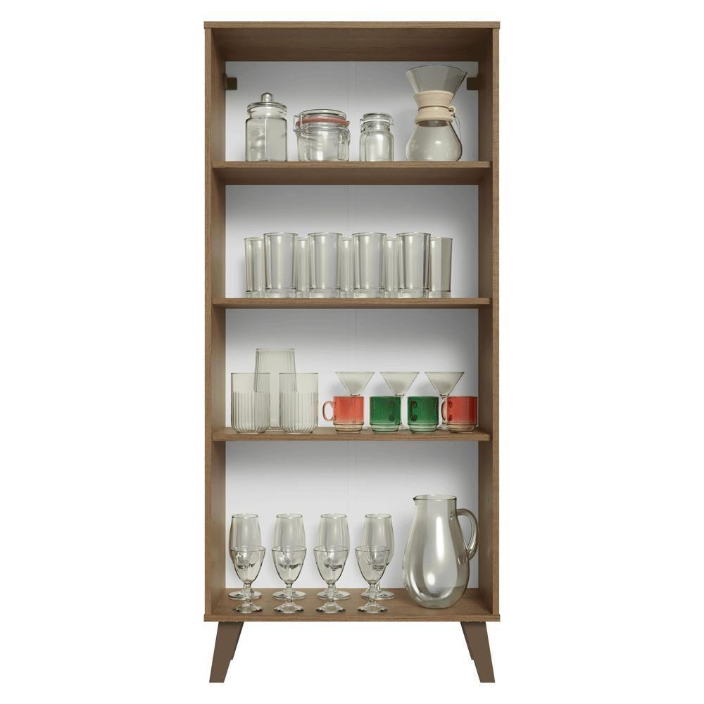 Cristaleira 70 Cm 2 Portas De Vidro Com Pés Trapézio Rustic-cinza-rustic Vik Madesa - 5