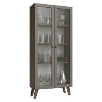 Cristaleira 70 Cm 2 Portas De Vidro Com Pés Trapézio Rustic-cinza-rustic Vik Madesa - 2