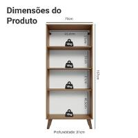 Cristaleira 70 Cm 2 Portas De Vidro Com Pés Trapézio Rustic-cinza-rustic Vik Madesa - 3