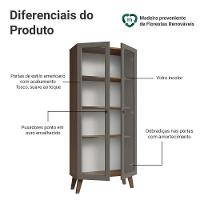 Cristaleira 70 Cm 2 Portas De Vidro Com Pés Trapézio Rustic-cinza-rustic Vik Madesa