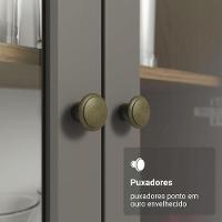 Cristaleira 70 Cm 2 Portas De Vidro Com Pés Trapézio Rustic-cinza-rustic Vik Madesa - 6