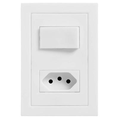 Conjunto 4x2 Com 1 Interruptor Simples + 1 Tomada 10 Amperes Cinza Fosco - Ekc-30000-15 - Dicompel