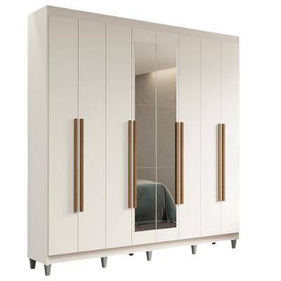 Guarda Roupa Casal Saturno 8 Portas Batentes 4 Gavetas Branco-Branco-Rustic