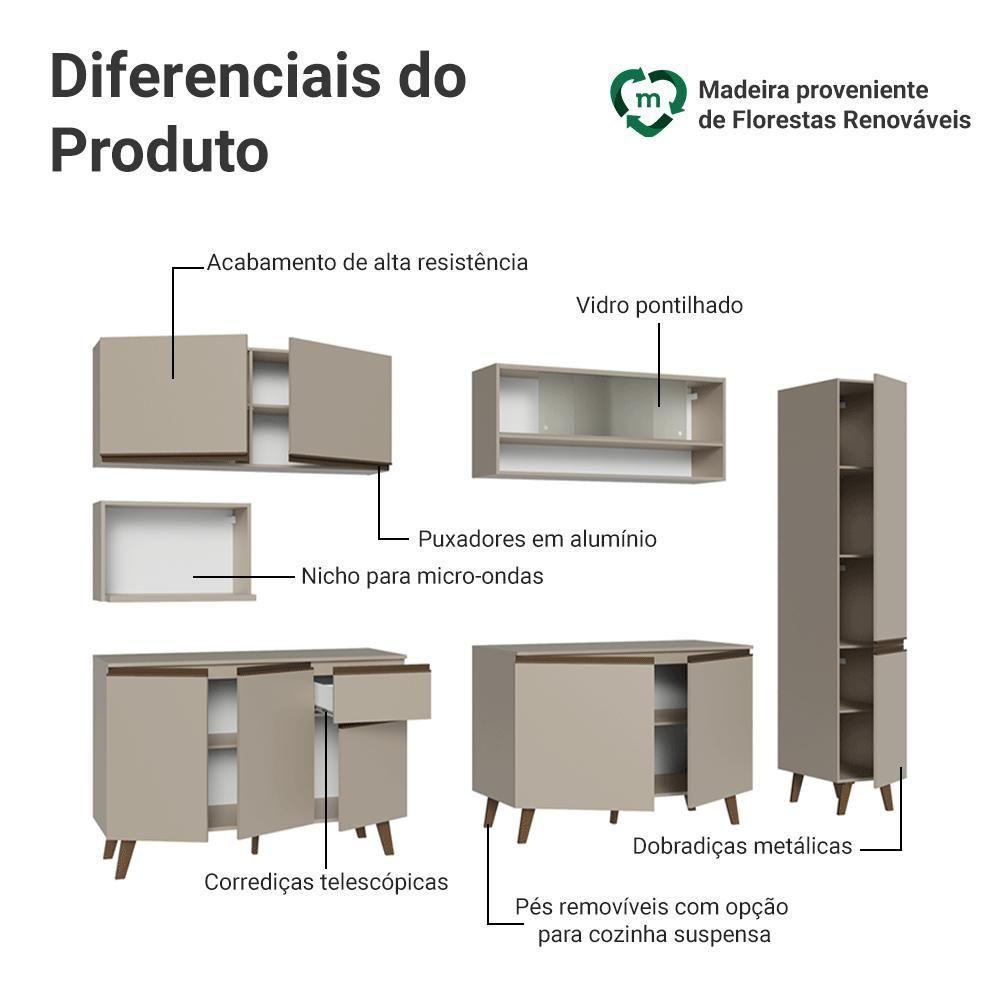 Armário De Cozinha Completa 280 Cm Crema Nice Madesa 02 - 4