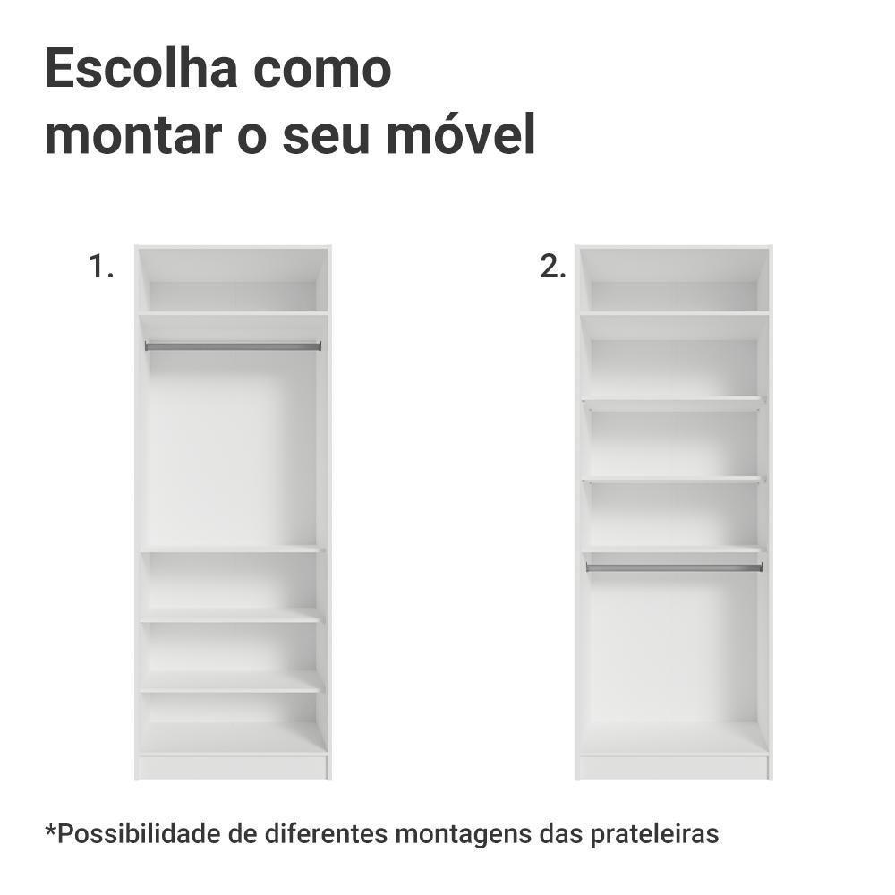 Guarda-roupa Modulado 2 Portas 4 Prateleiras 1 Cabideiro Branco Neo Madesa - 4