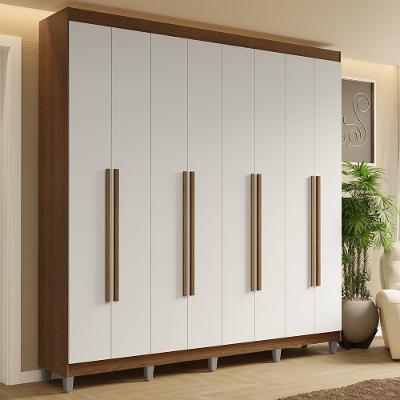 Guarda-roupa Casal Com Pés 8 Portas Batentes Rustic-branco-rustic Saturno Madesa