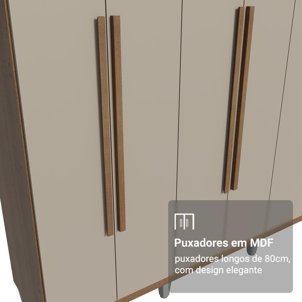 Guarda-roupa Casal Com Pés 6 Portas Batentes Rustic-crema-rustic Netuno Madesa - 6