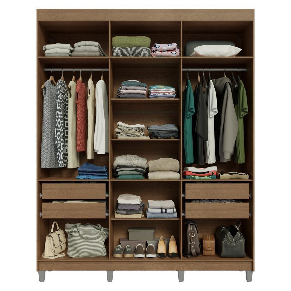 Guarda-roupa Casal Com Pés 6 Portas Batentes Rustic-crema-rustic Netuno Madesa - 9