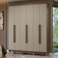 Guarda-roupa Casal Com Pés 6 Portas Batentes Rustic-crema-rustic Netuno Madesa - 1