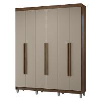 Guarda-roupa Casal Com Pés 6 Portas Batentes Rustic-crema-rustic Netuno Madesa - 2