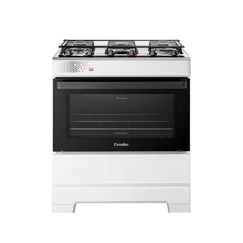 Fogão Esmaltec 5 Bocas Ideal Top Mesa Inox Tampa De Vidro Forno 84 Litros Branco T5IAB Bivolt - 1