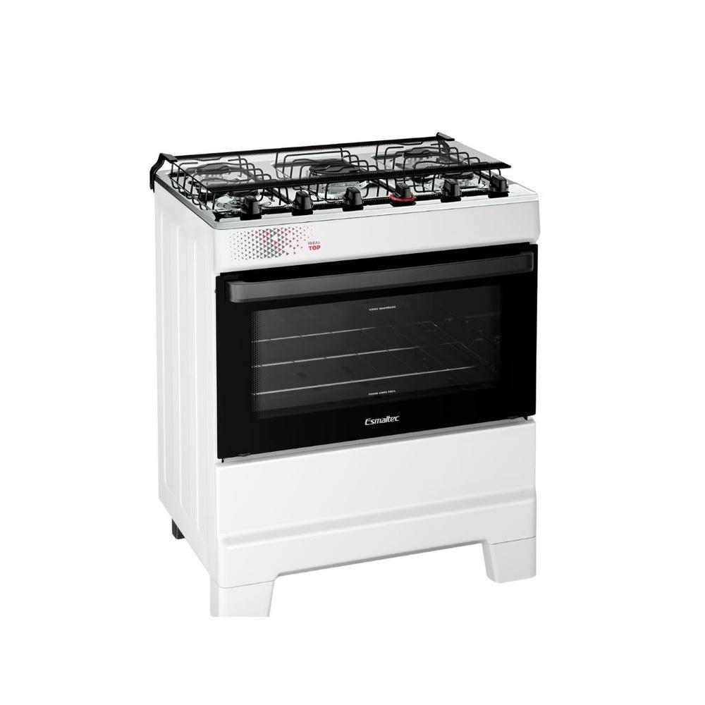 Fogão Esmaltec 5 Bocas Ideal Top Mesa Inox Tampa De Vidro Forno 84 Litros Branco T5IAB Bivolt - 2