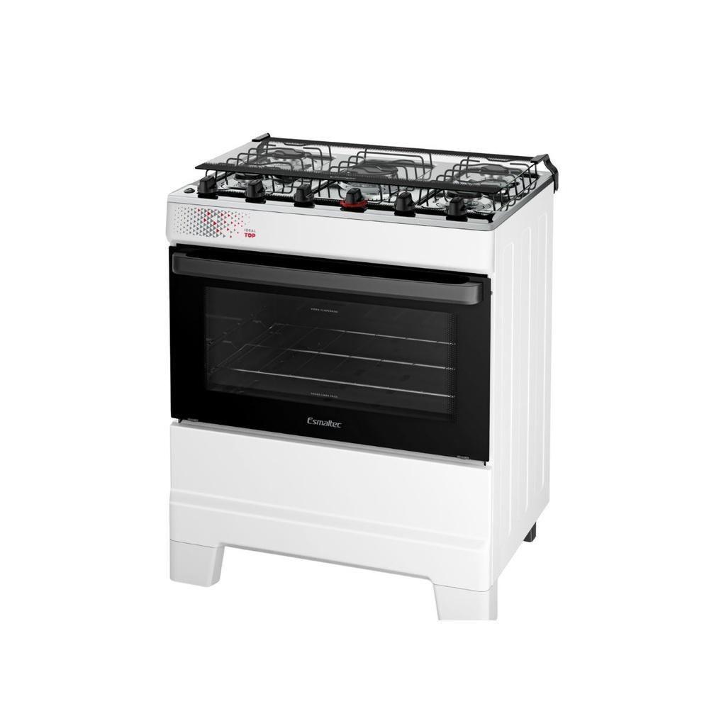 Fogão Esmaltec 5 Bocas Ideal Top Mesa Inox Tampa De Vidro Forno 84 Litros Branco T5IAB Bivolt - 3