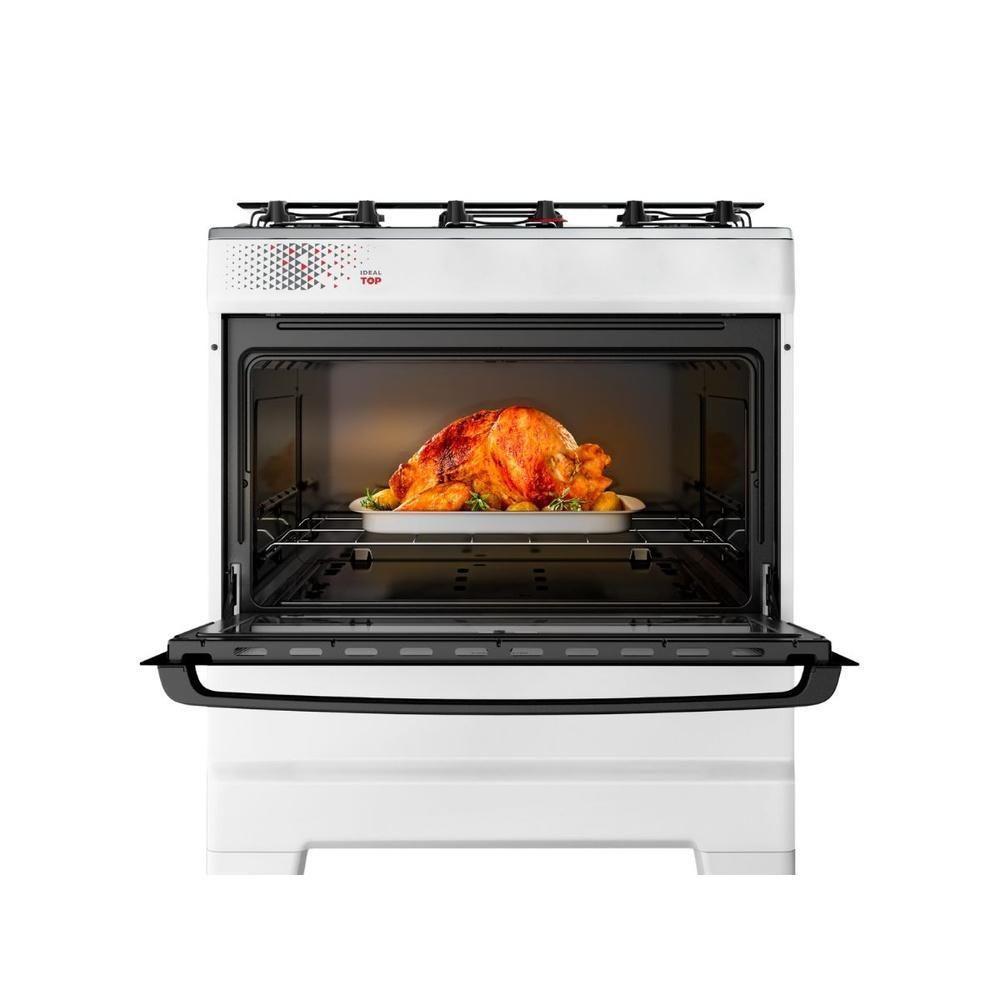 Fogão Esmaltec 5 Bocas Ideal Top Mesa Inox Tampa De Vidro Forno 84 Litros Branco T5IAB Bivolt - 7