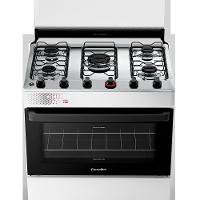 Fogão Esmaltec 5 Bocas Ideal Top Mesa Inox Tampa De Vidro Forno 84 Litros Branco T5IAB Bivolt