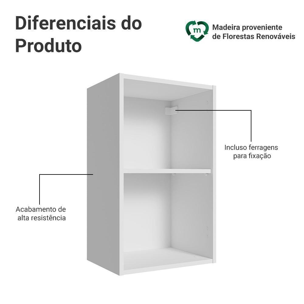 Armário Aéreo Para Quarto 40 Cm 2 Nichos Abertos Branco Neo Madesa - 3