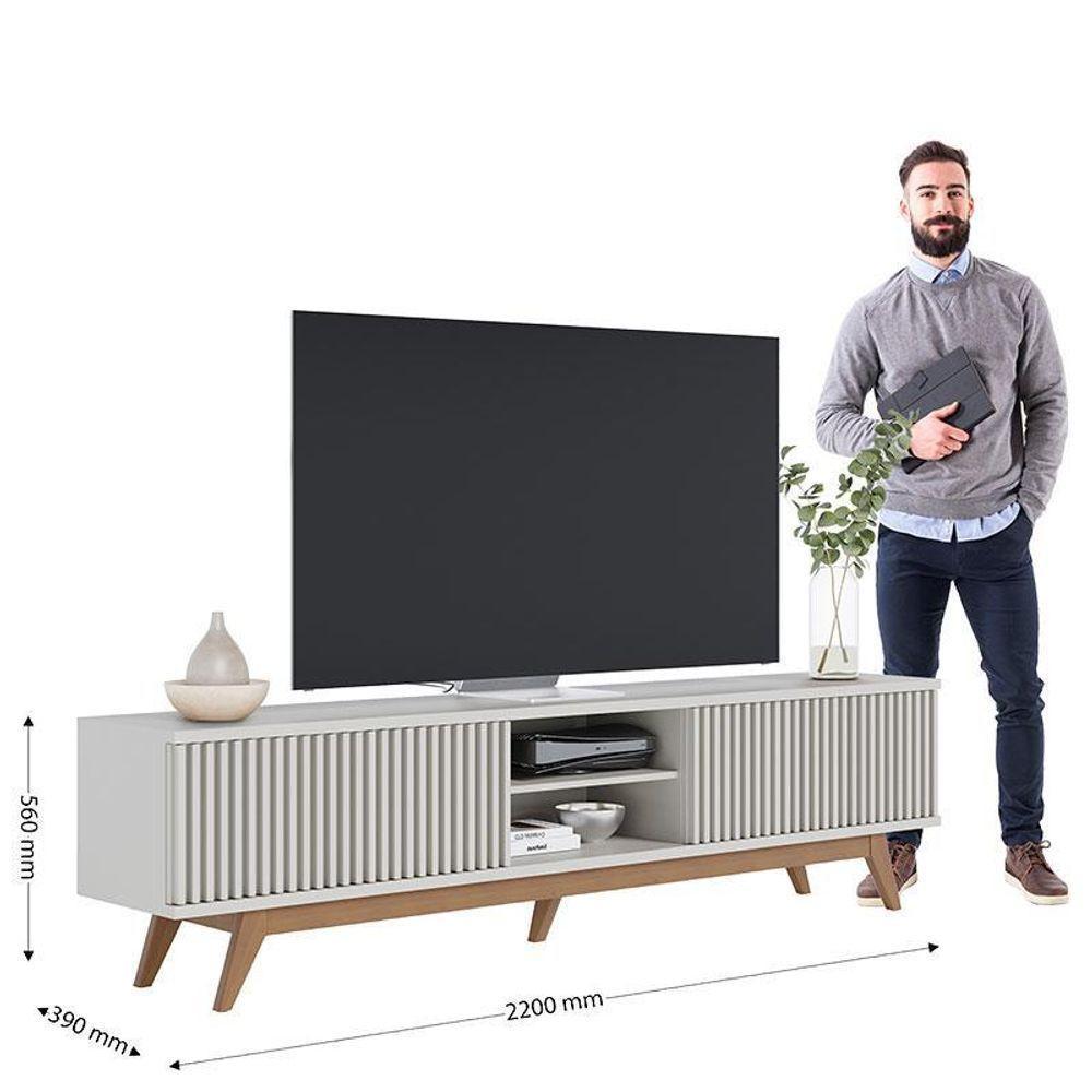 Rack Bancada Fortaleza Off White Matte Com Mesa De Centro Jeri Off White Freijó - Colibri - 4