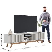 Rack Bancada Fortaleza Off White Matte Com Mesa De Centro Jeri Off White Freijó - Colibri