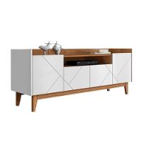 Rack Adria 180 Sala Tv Até 65 Polegadas Pés Madeira Maciça Branco Cedro - 1