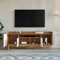 Rack Adria 180 Sala Tv Até 65 Polegadas Pés Madeira Maciça Branco Cedro - 5